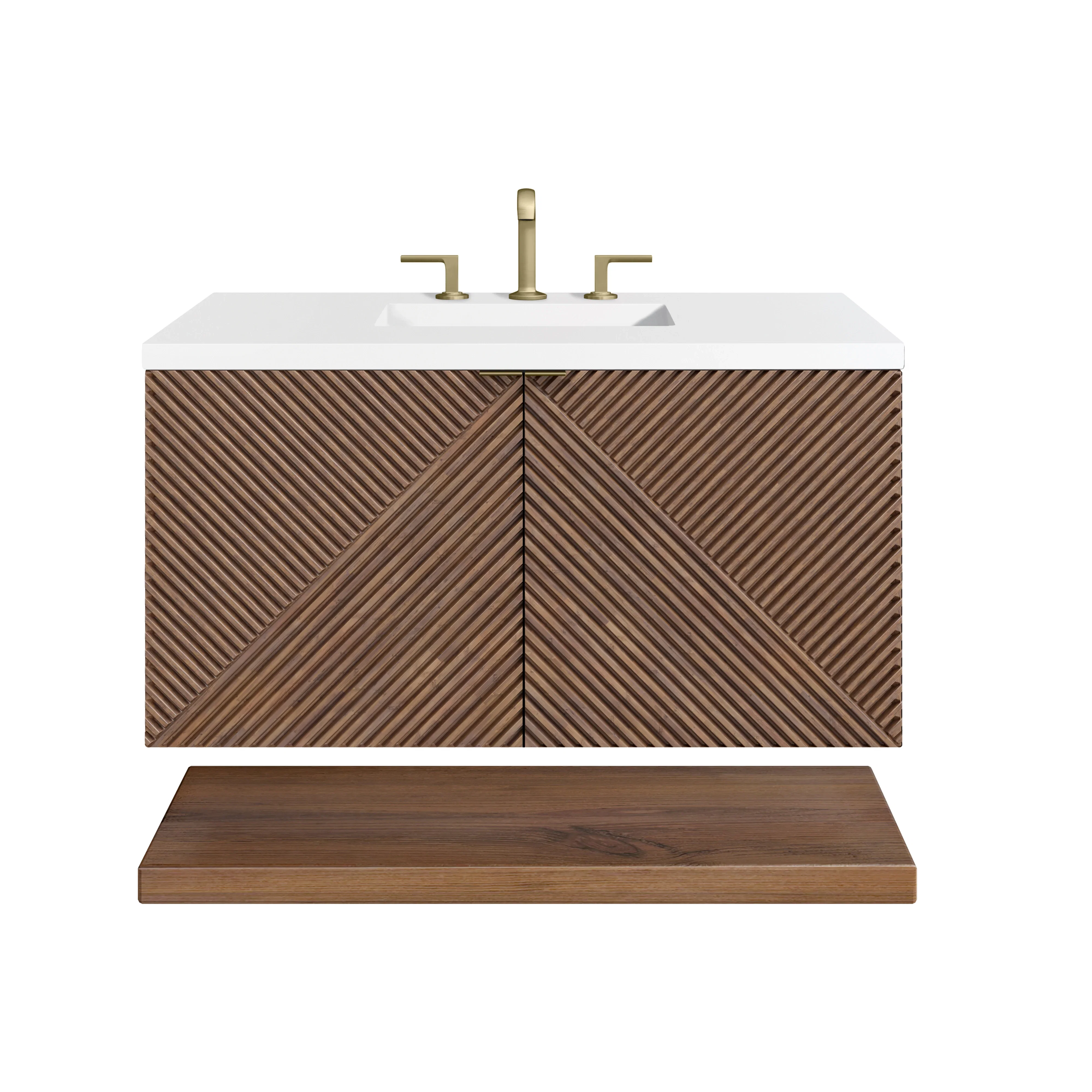 Marcello 36" Single Vanity, Chestnut w/ 3 CM White Zeus Top