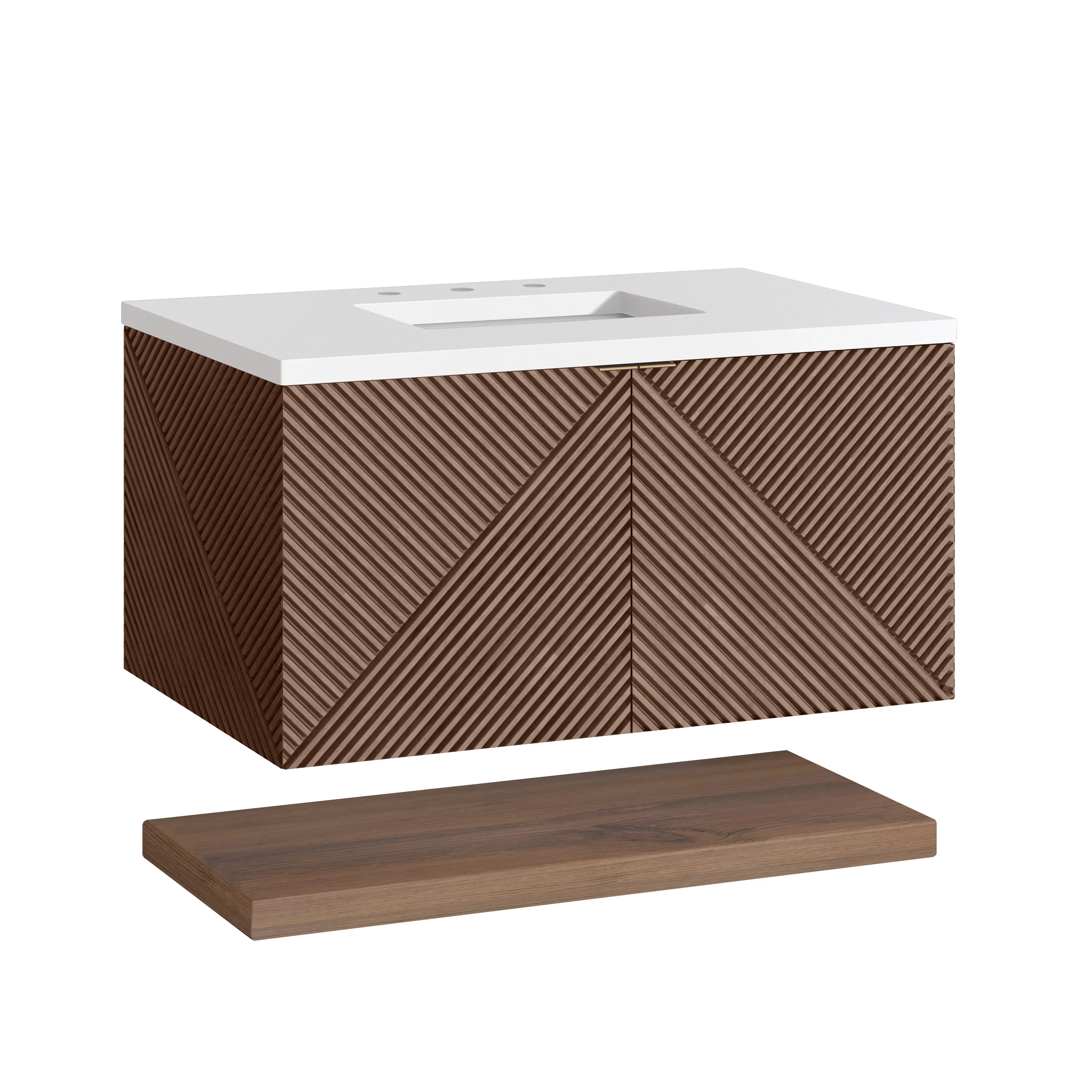 Marcello 36" Single Vanity, Chestnut w/ 3 CM White Zeus Top