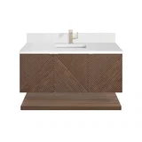 Marcello 48" Single Vanity, Chestnut w/ Single Hole 3 CM White Zeus Silestone Top & Backsplash