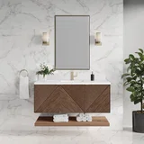 Marcello 48" Single Vanity, Chestnut w/ Single Hole 3 CM White Zeus Silestone Top & Backsplash