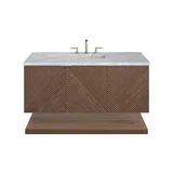Marcello 48" Single Vanity, Chestnut w/ 3 CM Carrara White Marble Top