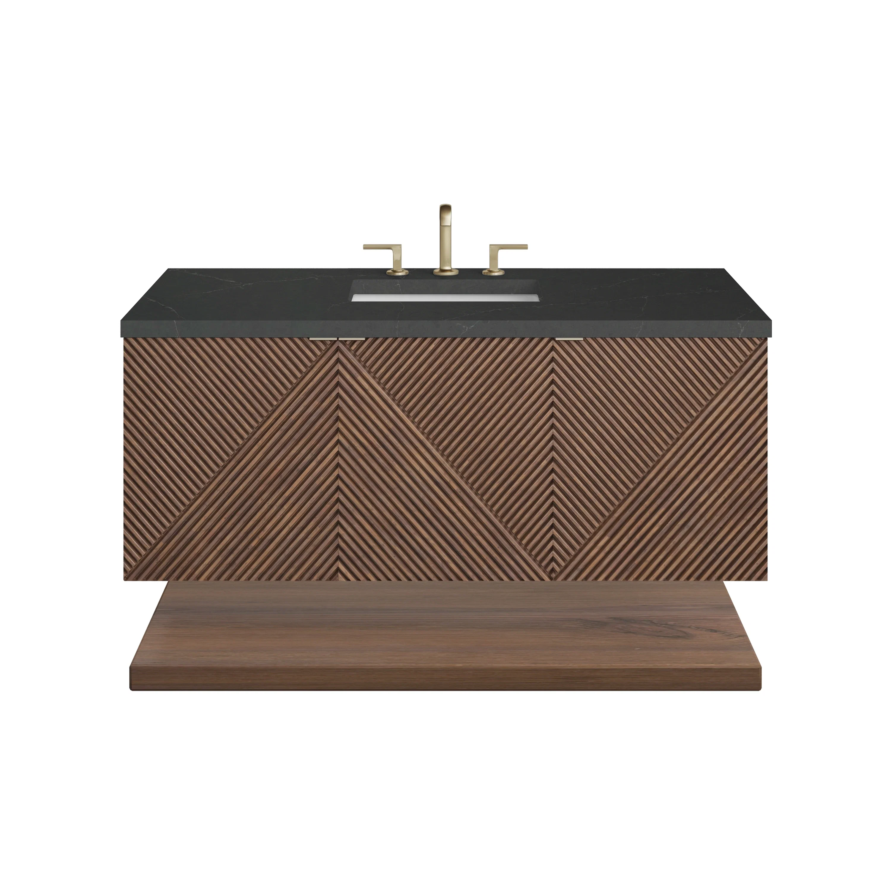 Marcello 48" Single Vanity, Chestnut w/ 3 CM Charcoal Soapstone Silestone Top