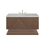 Marcello 48" Single Vanity, Chestnut w/ 3 CM Eternal Jasmine Pearl Silestone Top
