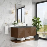 Marcello 48" Single Vanity, Chestnut w/ 3 CM Parisien Bleu Silestone Top