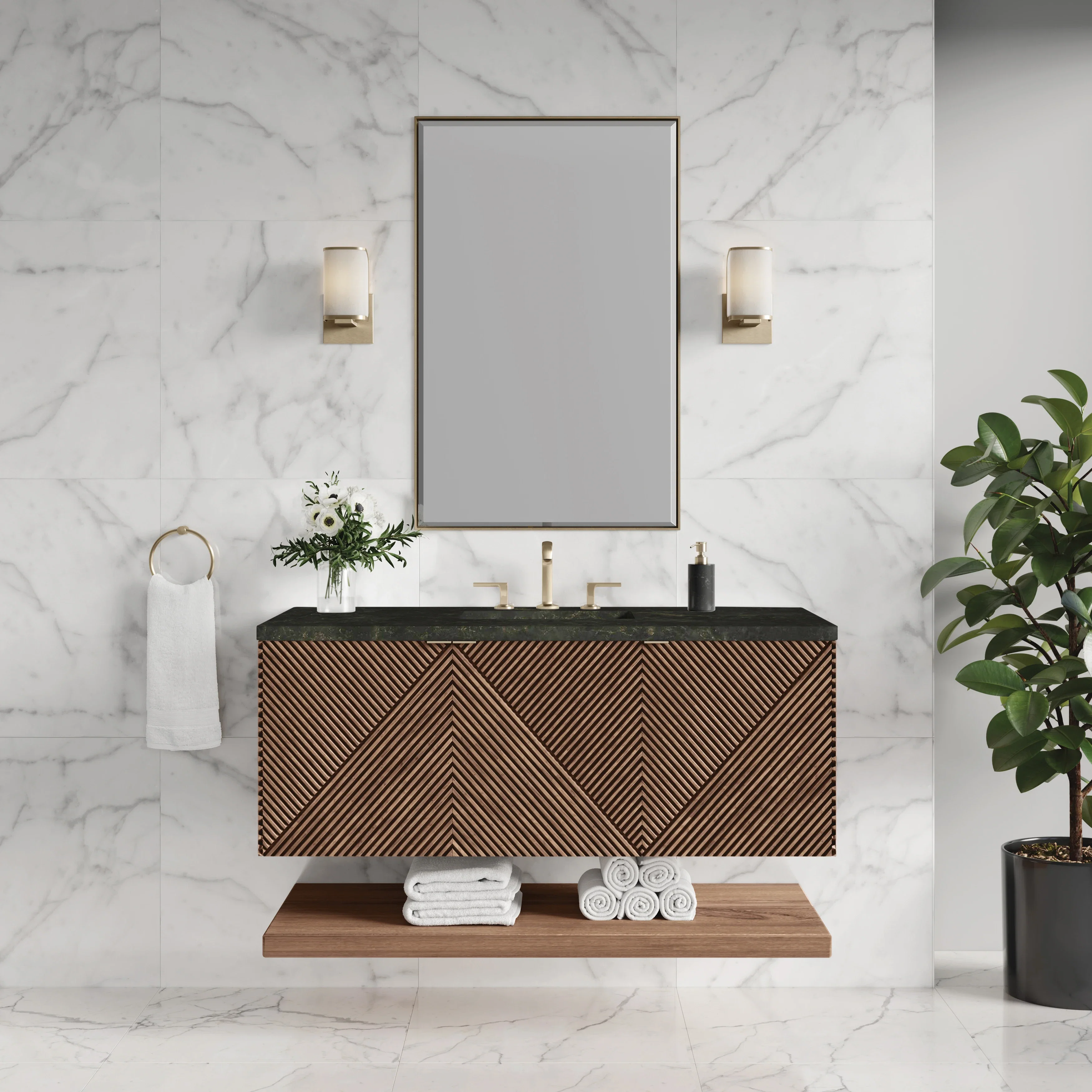 Marcello 48" Single Vanity, Chestnut, w/ 3 CM Phantome Eclos Top