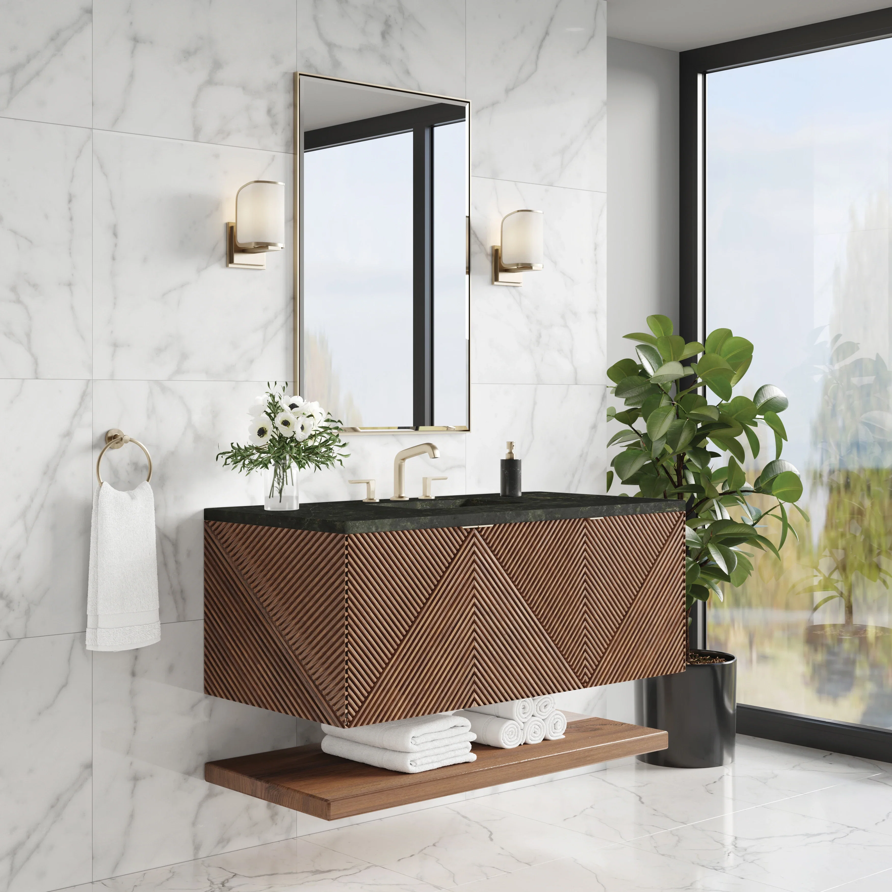 Marcello 48" Single Vanity, Chestnut, w/ 3 CM Phantome Eclos Top