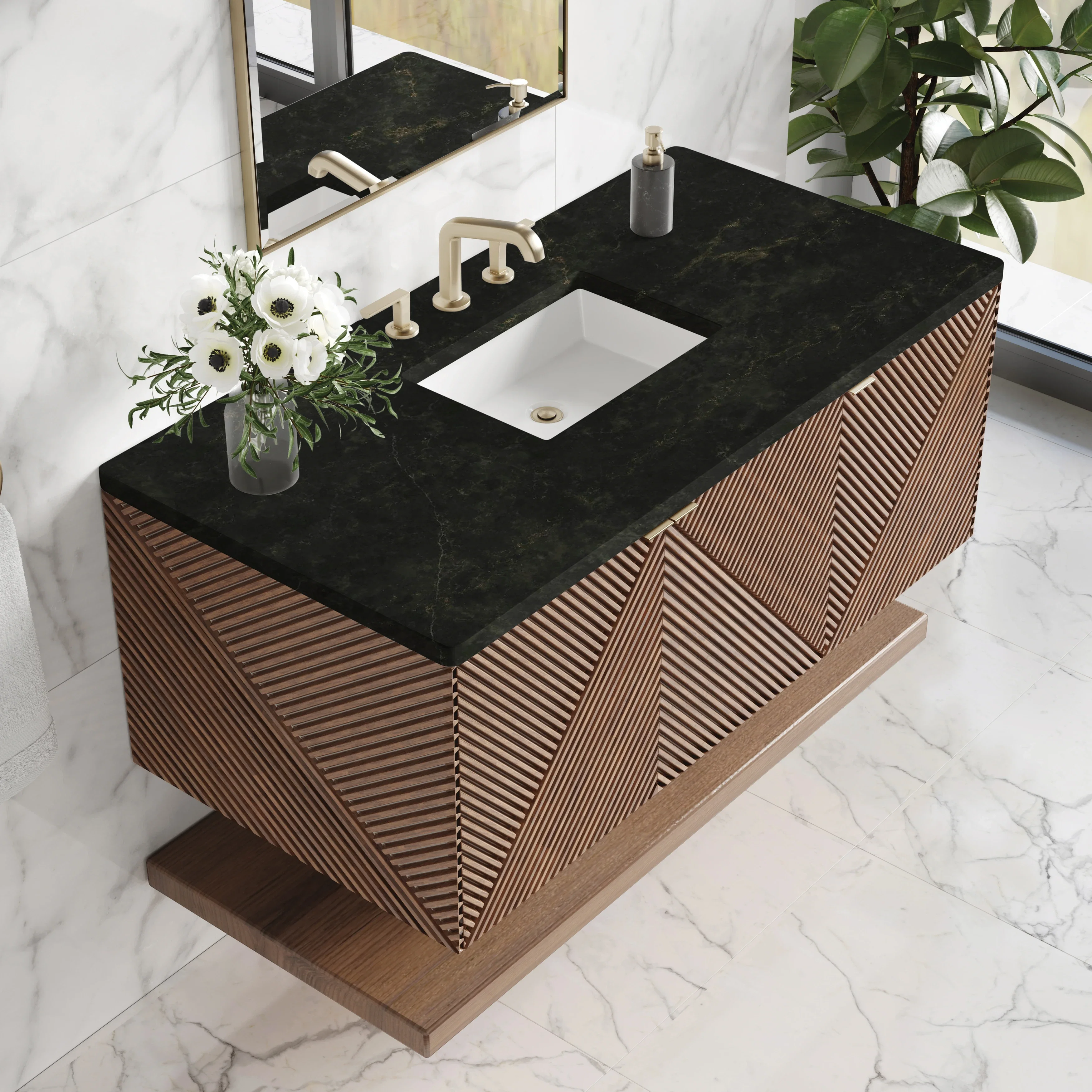 Marcello 48" Single Vanity, Chestnut, w/ 3 CM Phantome Eclos Top
