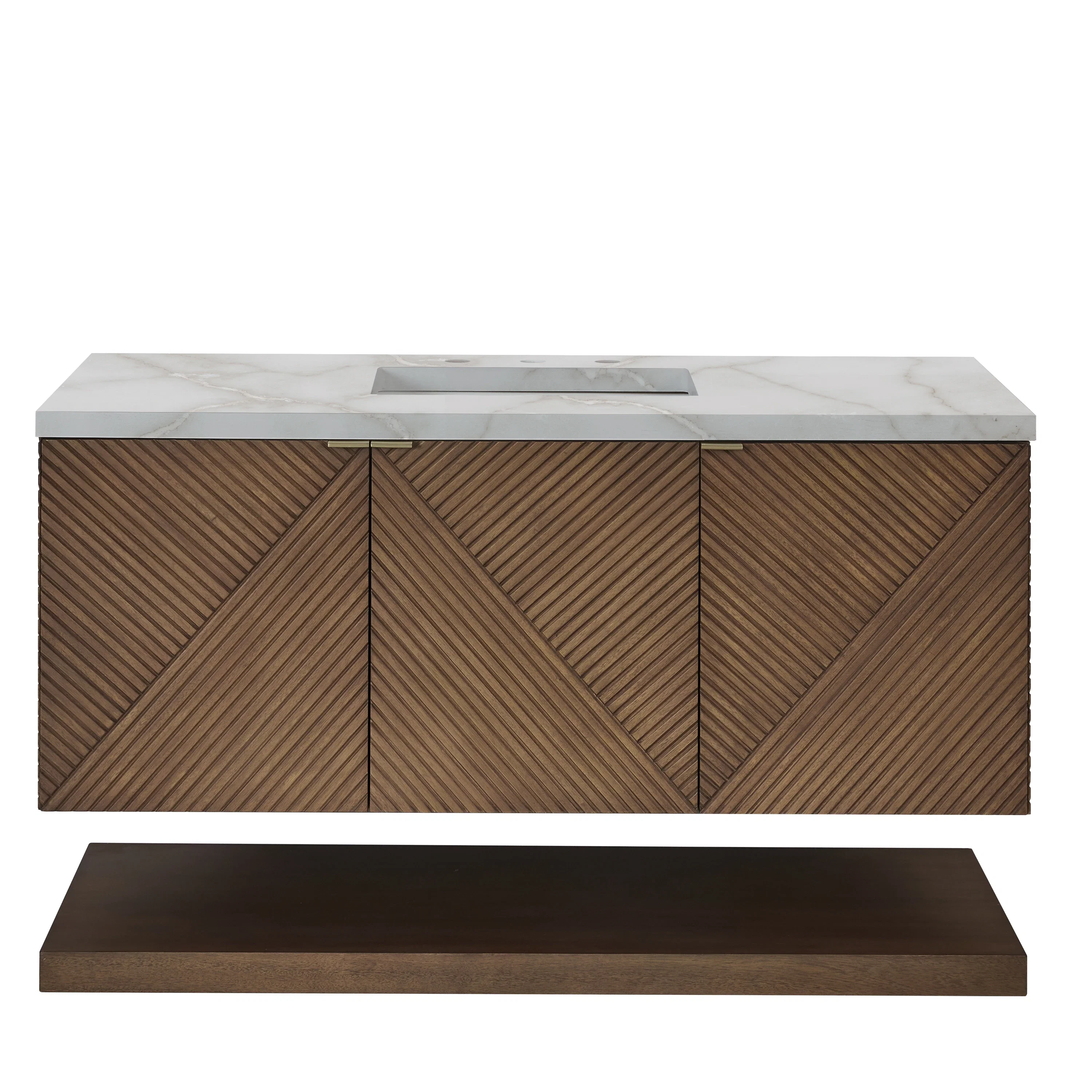 Marcello 48" Single Vanity, Chestnut w/ 3 CM Victorian Silver Silestone Top