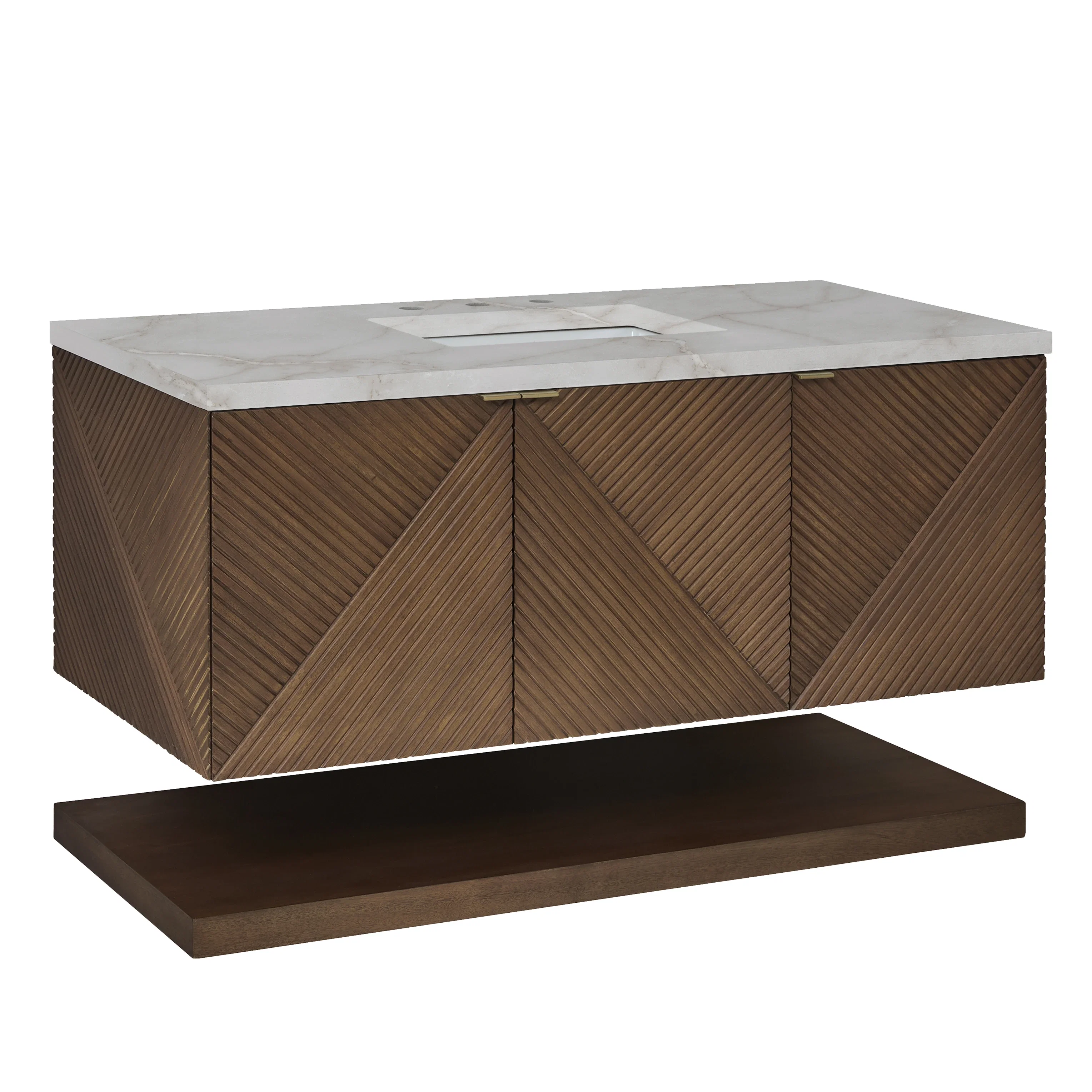 Marcello 48" Single Vanity, Chestnut w/ 3 CM Victorian Silver Silestone Top