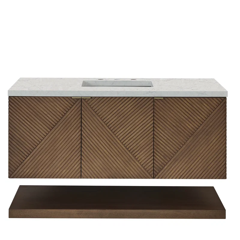 Marcello 48" Single Vanity, Chestnut w/ 3 CM Eternal Jasmine Pearl Silestone Top w/ FreePower Wireless Charger