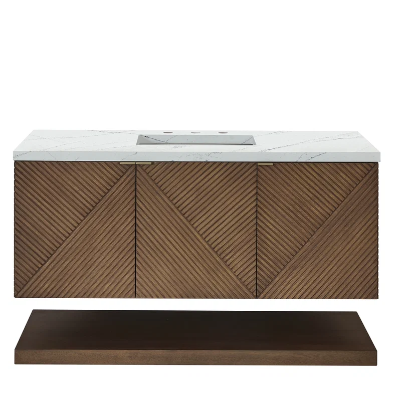 Marcello 48" Single Vanity, Chestnut w/ 3 CM Ethereal Noctis Silestone Top w/ FreePower Wireless Charger