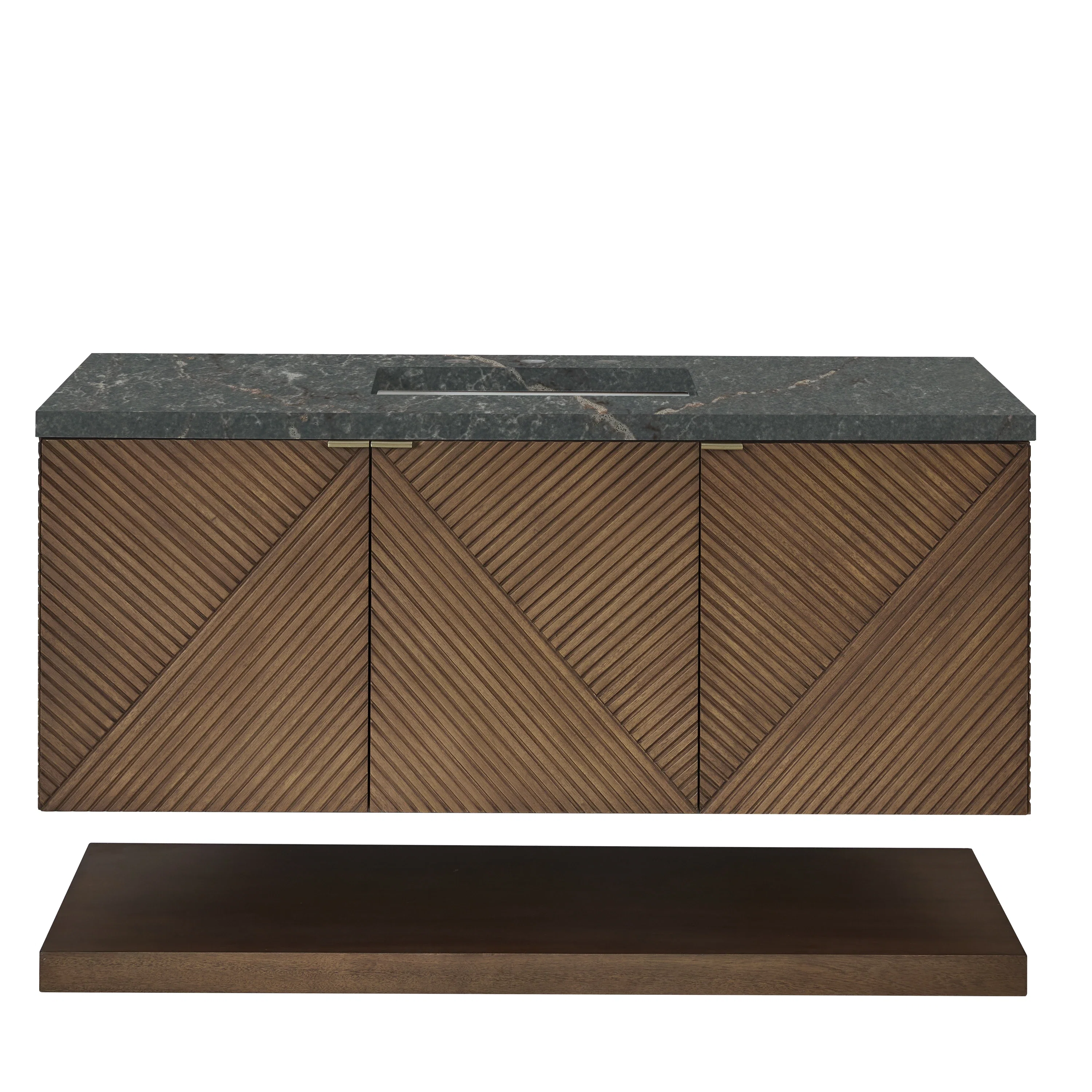 Marcello 48" Single Vanity, Chestnut w/ 3 CM Parisien Bleu Silestone Top w/ FreePower Wireless Charger