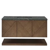 Marcello 48" Single Vanity, Chestnut w/ 3 CM Parisien Bleu Silestone Top w/ FreePower Wireless Charger