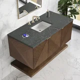 Marcello 48" Single Vanity, Chestnut w/ 3 CM Parisien Bleu Silestone Top w/ FreePower Wireless Charger