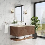 Marcello 48" Single Vanity, Chestnut, w/ 3 CM Tajnar Eclos Top w/FreePower Wireless Charger