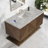 Marcello 48" Single Vanity, Chestnut w/ 3 CM Victorian Silver Silestone Top w/ FreePower Wireless Charger