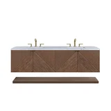 Marcello 72" Double Vanity, Chestnut w/ 3 CM Carrara Marble Top