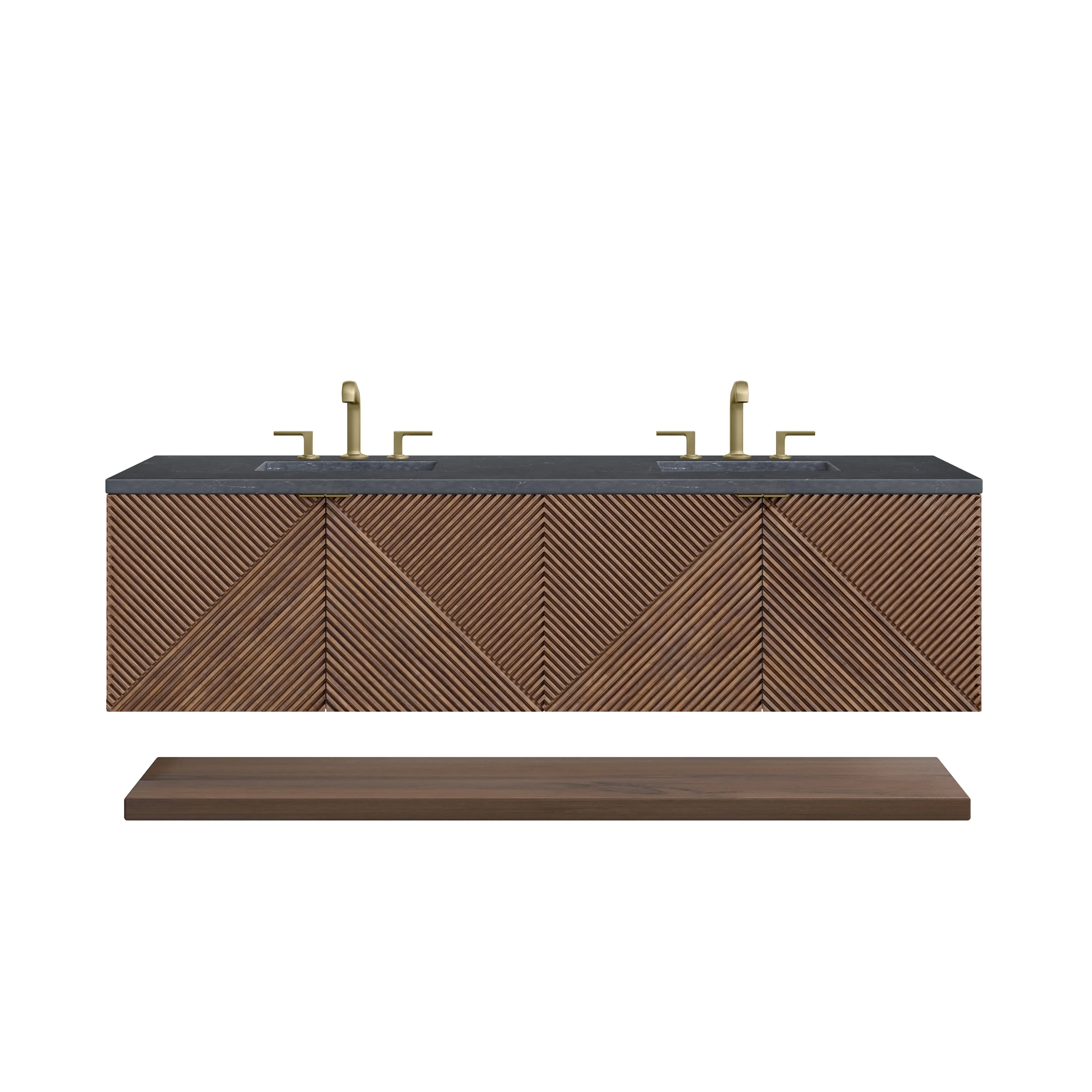 Marcello 72" Double Vanity, Chestnut w/ 3 CM Charcoal Soapstone Top
