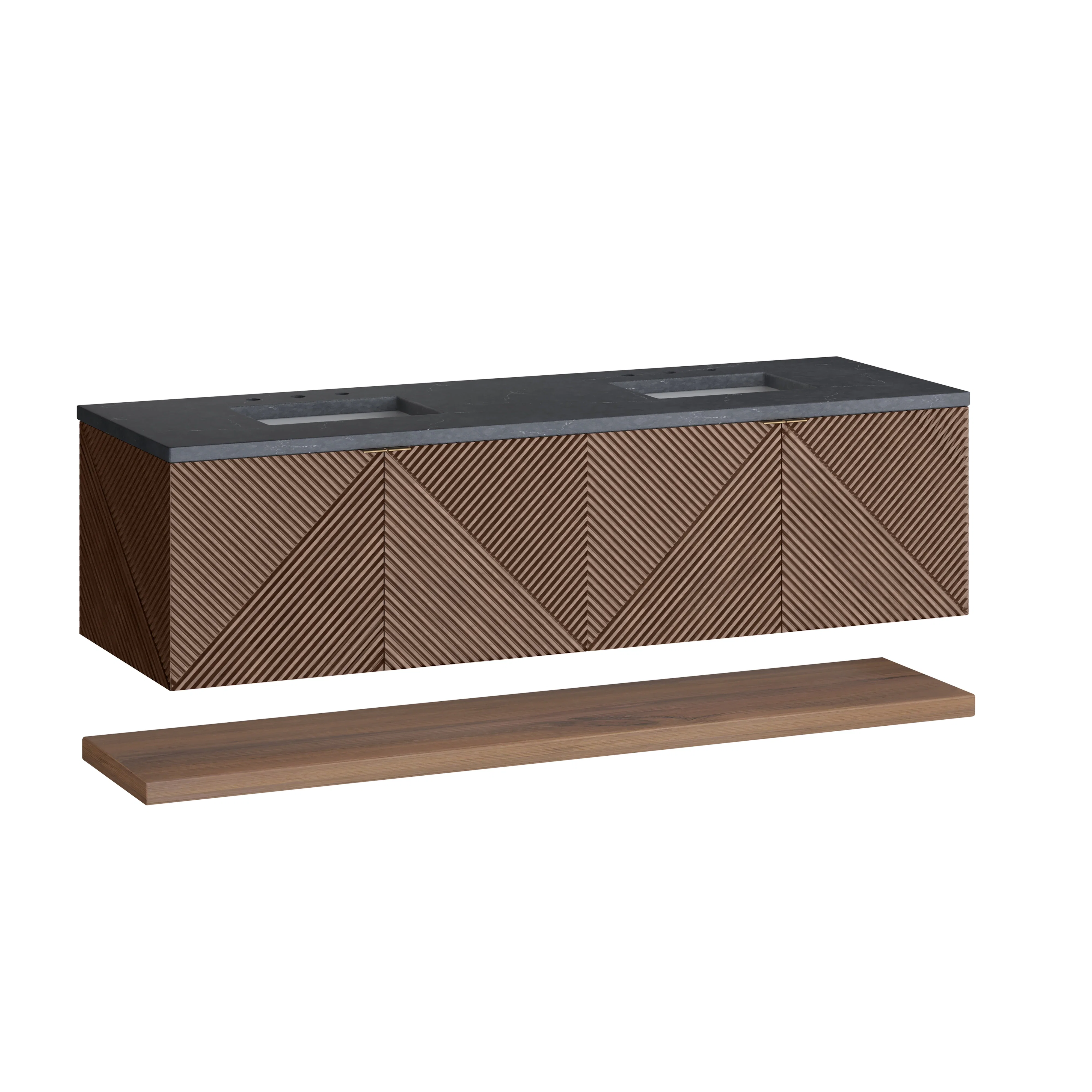 Marcello 72" Double Vanity, Chestnut w/ 3 CM Charcoal Soapstone Top
