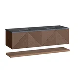 Marcello 72" Double Vanity, Chestnut w/ 3 CM Charcoal Soapstone Top
