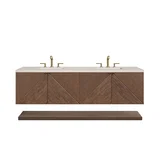 Marcello 72" Double Vanity, Chestnut w/ 3 CM Eternal Marfil Top