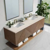 Marcello 72" Double Vanity, Chestnut w/ 3 CM Eternal Marfil Top