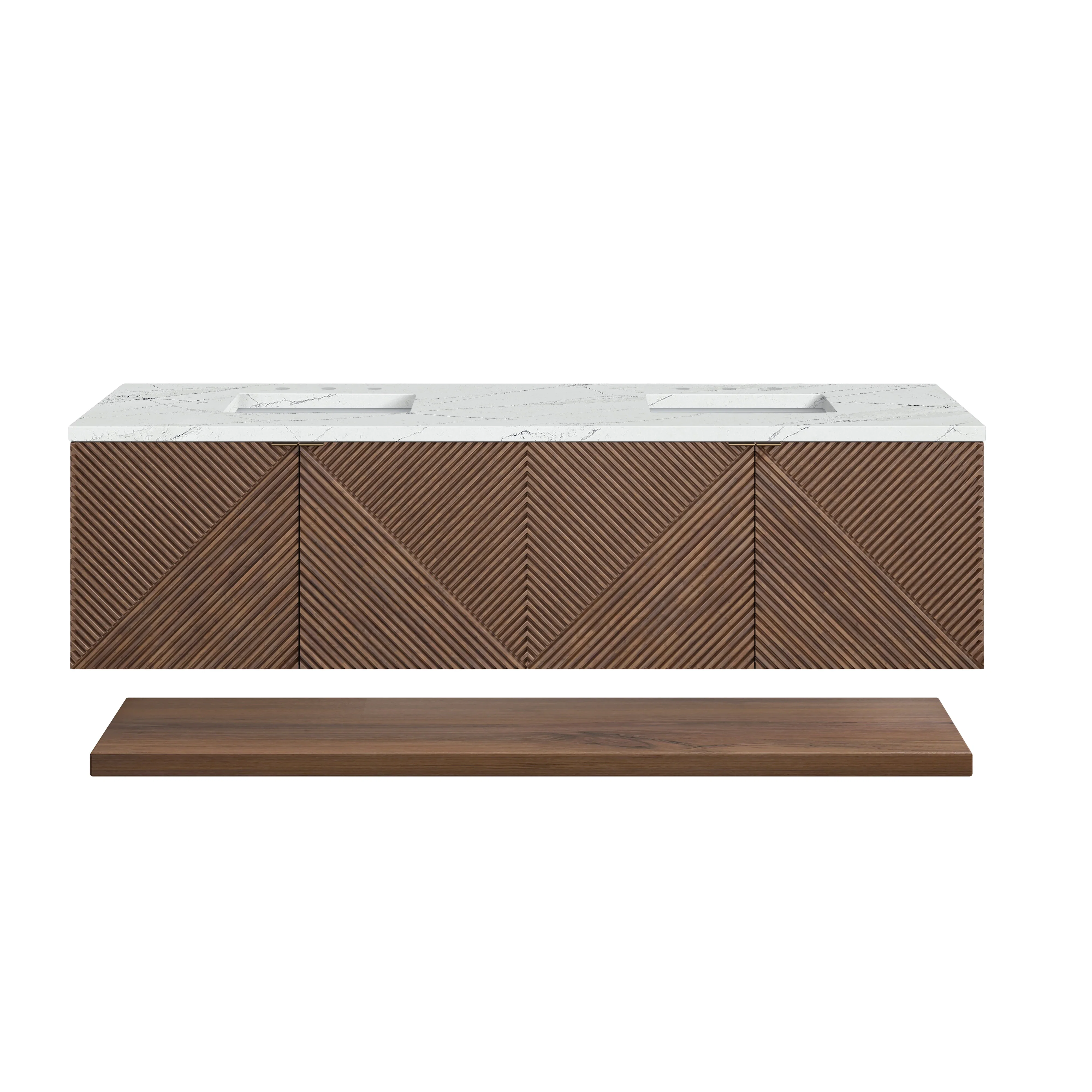 Marcello 72" Double Vanity, Chestnut w/ 3 CM Ethereal Noctis Top