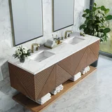 Marcello 72" Double Vanity, Chestnut w/ 3 CM Ethereal Noctis Top