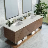 Marcello 72" Double Vanity, Chestnut w/ 3 CM Lime Delight Top