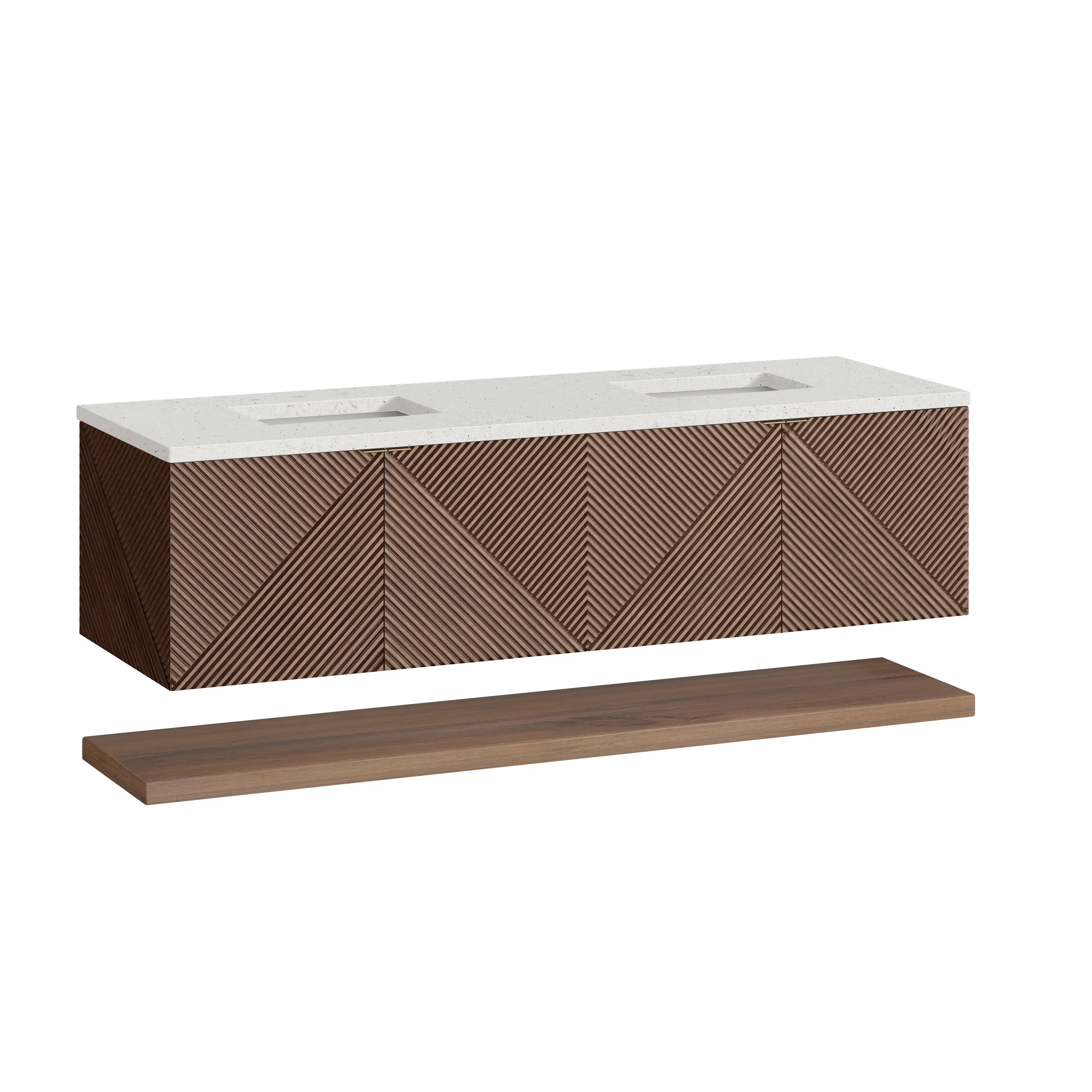 Marcello 72" Double Vanity, Chestnut w/ 3 CM Lime Delight Top