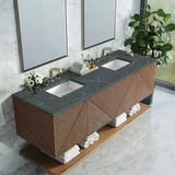 Marcello 72" Double Vanity, Chestnut w/ 3 CM Parisien Bleu Top