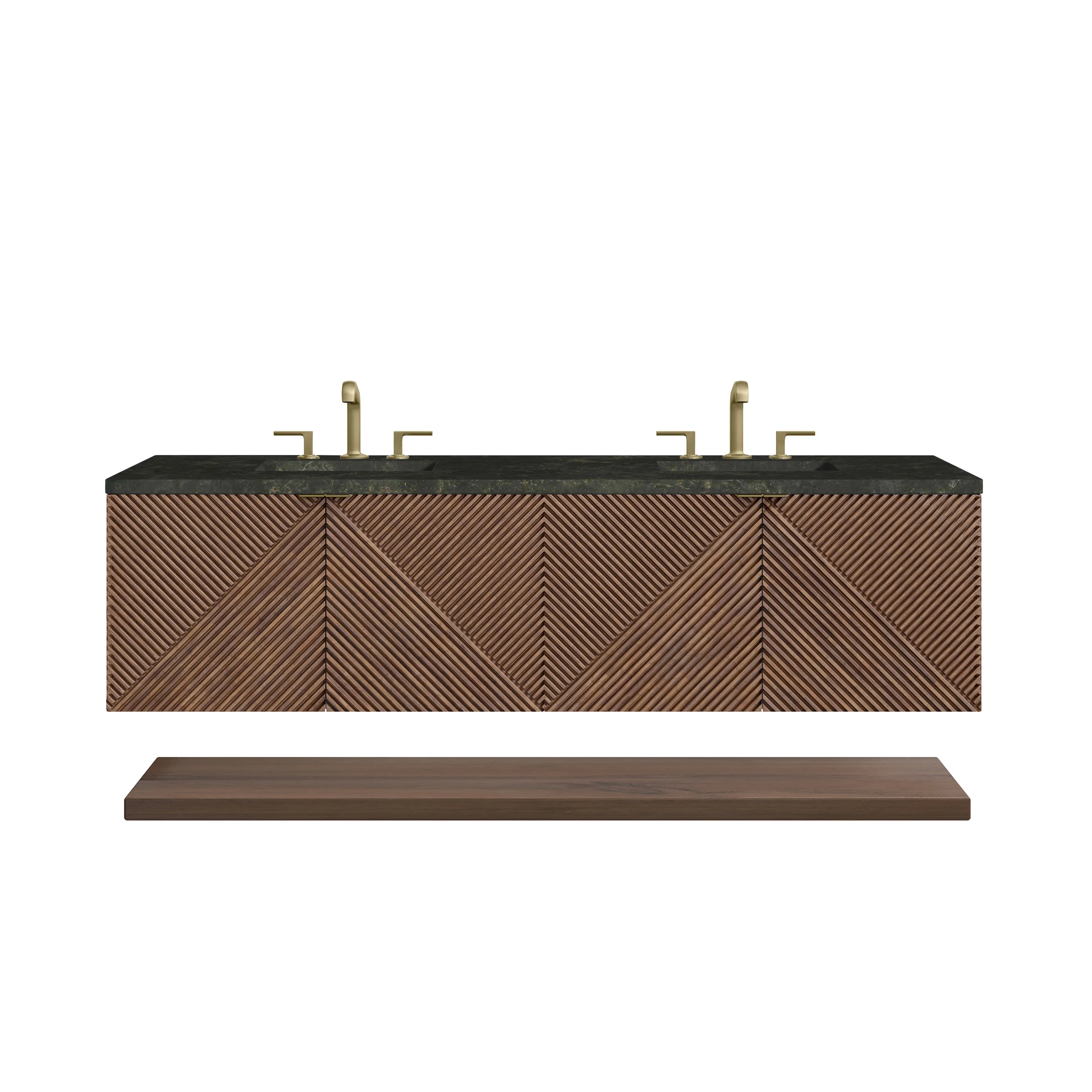 Marcello 72" Double Vanity, Chestnut, w/ 3 CM Phantome Eclos Top