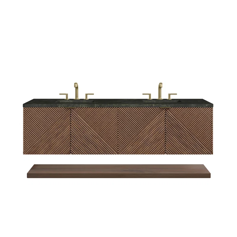Marcello 72" Double Vanity, Chestnut, w/ 3 CM Phantome Eclos Top
