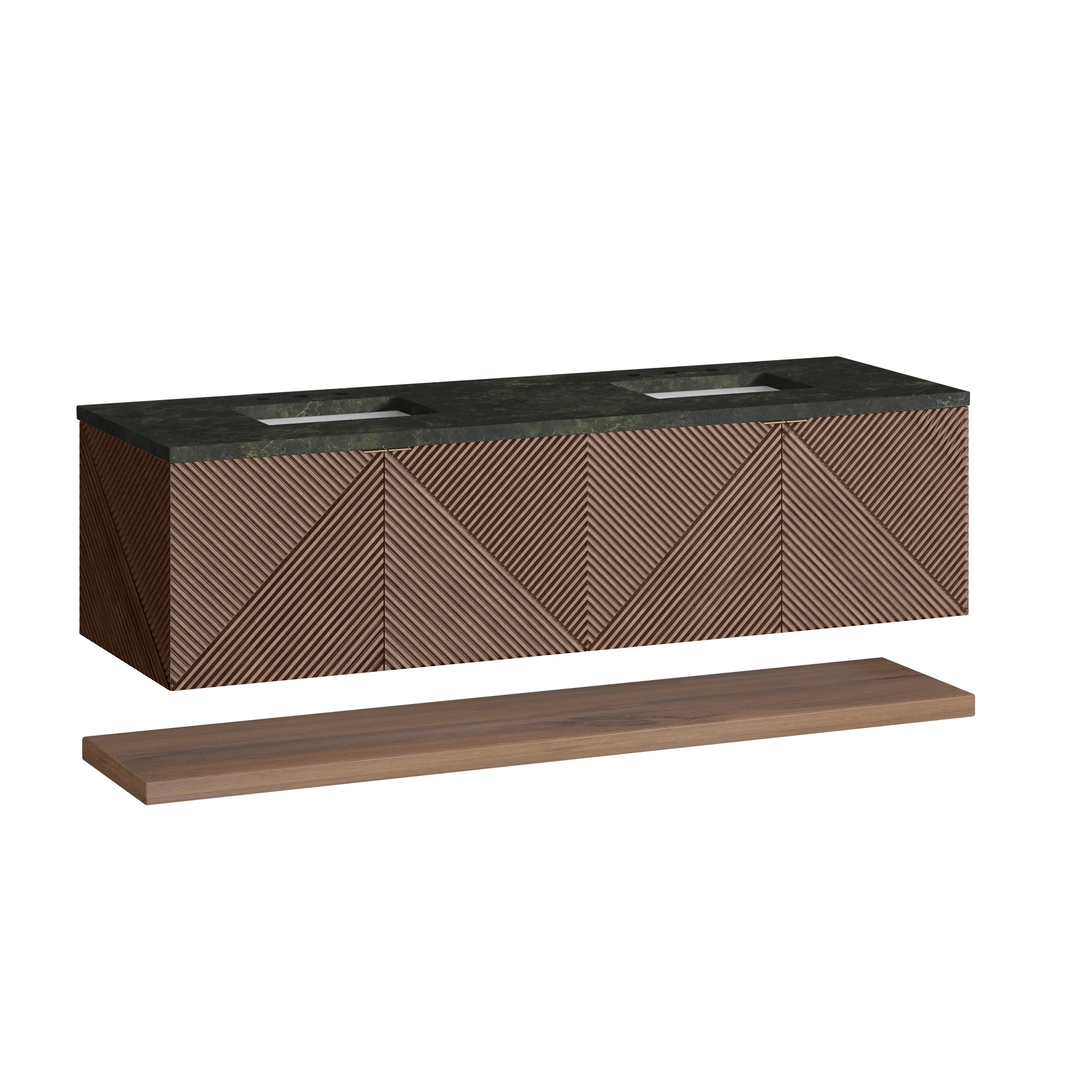 Marcello 72" Double Vanity, Chestnut, w/ 3 CM Phantome Eclos Top