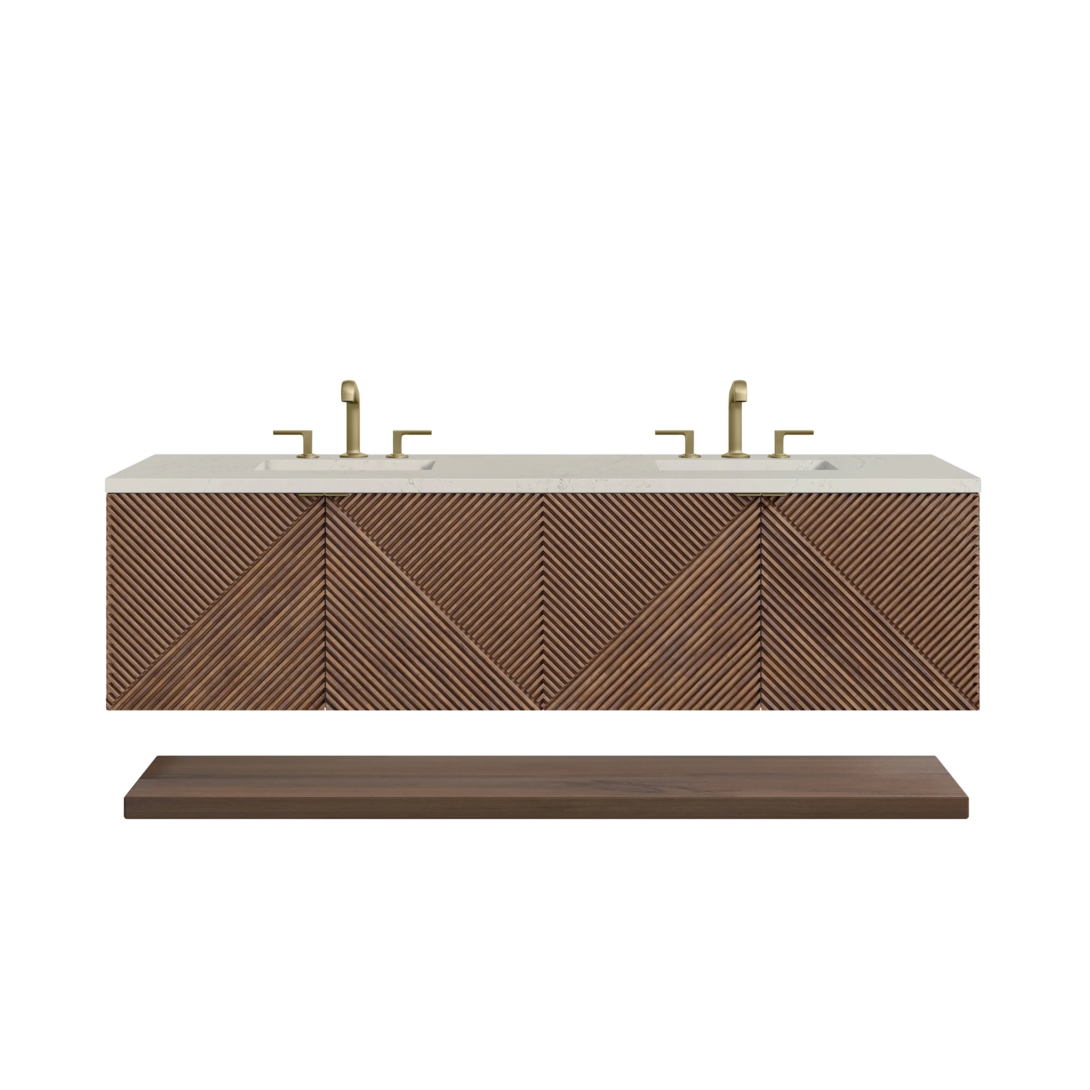 Marcello 72" Double Vanity, Chestnut, w/ 3 CM Siberian Silestone Top
