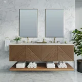 Marcello 72" Double Vanity, Chestnut, w/ 3 CM Siberian Silestone Top