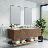 Marcello 72" Double Vanity, Chestnut, w/ 3 CM Siberian Silestone Top