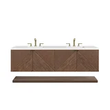 Marcello 72" Double Vanity, Chestnut w/ 3 CM White Zeus Top
