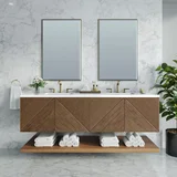 Marcello 72" Double Vanity, Chestnut w/ 3 CM White Zeus Top