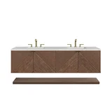 Marcello 72" Double Vanity, Chestnut w/ 3 CM Eternal Jasmine Pearl Top w/FreePower Wireless Charger
