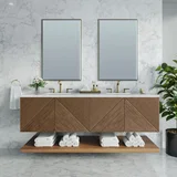 Marcello 72" Double Vanity, Chestnut w/ 3 CM Eternal Jasmine Pearl Top w/FreePower Wireless Charger