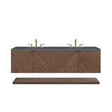 Marcello 72" Double Vanity, Chestnut w/ 3 CM Parisien Bleu Top w/FreePower Wireless Charger