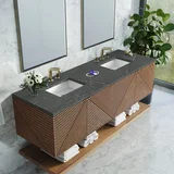 Marcello 72" Double Vanity, Chestnut w/ 3 CM Parisien Bleu Top w/FreePower Wireless Charger