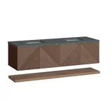 Marcello 72" Double Vanity, Chestnut w/ 3 CM Parisien Bleu Top w/FreePower Wireless Charger