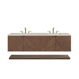 Marcello 72" Double Vanity, Chestnut, w/ 3 CM Siberian Silestone Top w/FreePower Wireless Charger