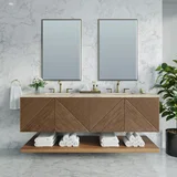Marcello 72" Double Vanity, Chestnut, w/ 3 CM Tajnar Eclos Top w/FreePower Wireless Charger