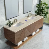 Marcello 72" Double Vanity, Chestnut, w/ 3 CM Tajnar Eclos Top w/FreePower Wireless Charger