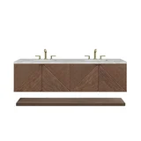 Marcello 72" Double Vanity, Chestnut w/ 3 CM Victorian Silver Top w/FreePower Wireless Charger