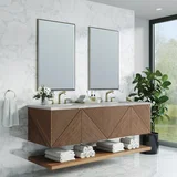 Marcello 72" Double Vanity, Chestnut w/ 3 CM Victorian Silver Top w/FreePower Wireless Charger