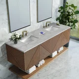 Marcello 72" Double Vanity, Chestnut w/ 3 CM Victorian Silver Top w/FreePower Wireless Charger